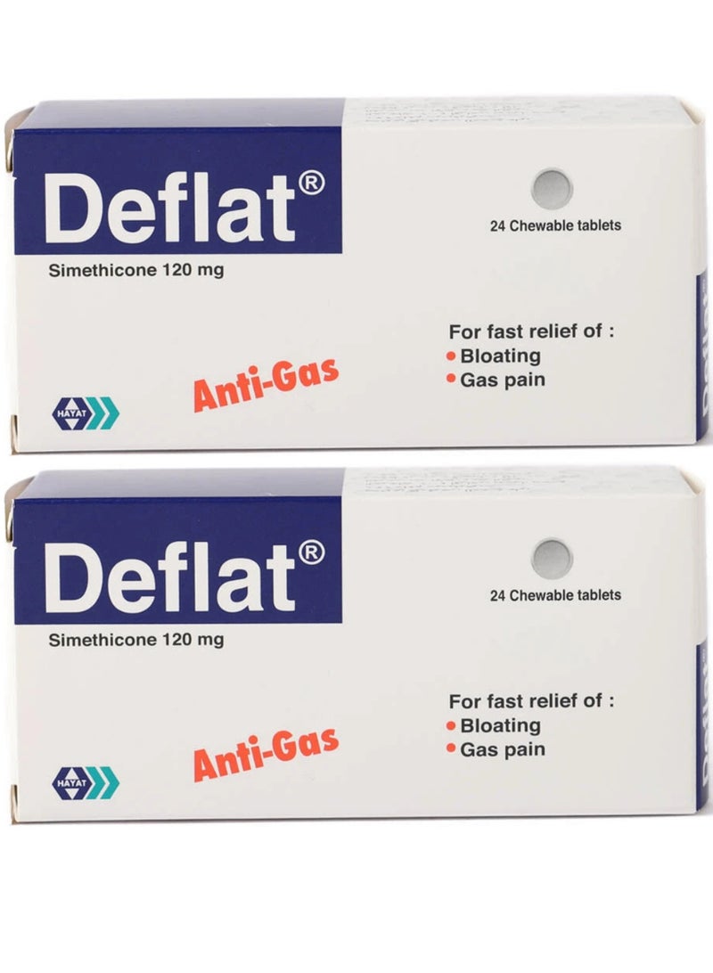 Hayat Pack Of 2 Deflat 120 Mg 24 chewable tablets - Image 1